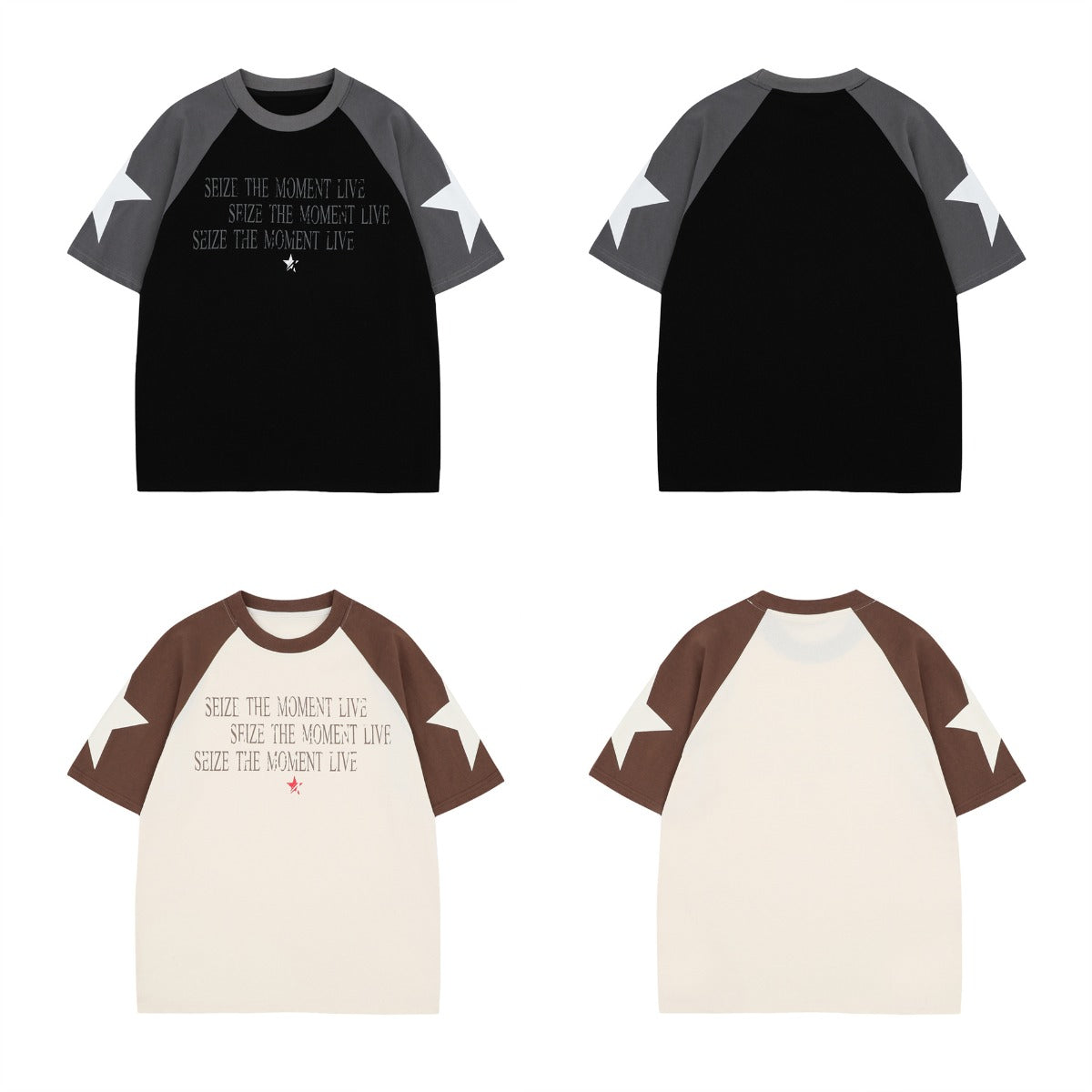 Unisex T-shirts Summer Men's and Women's Splicing Alphabet Map Loose Short Sleeve T-Shirt