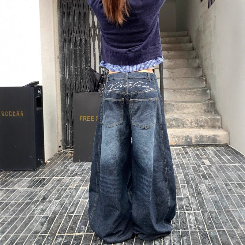 Women jeans wide leg jeans embroidery hip hop