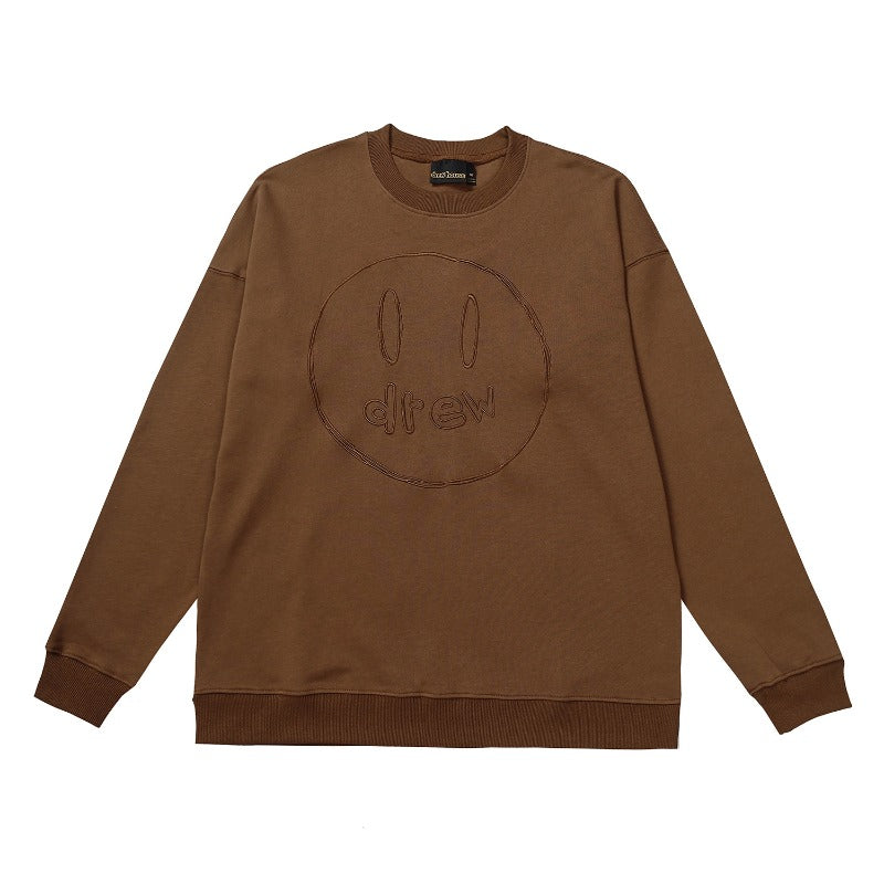 Drew house hoodie autumn winter d@ew sketch smiley face embroider round neck sweatshirt