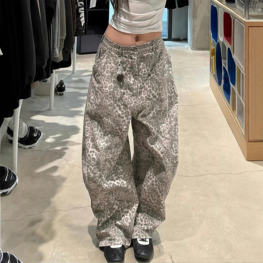Women's jeans leopard print women's trousers