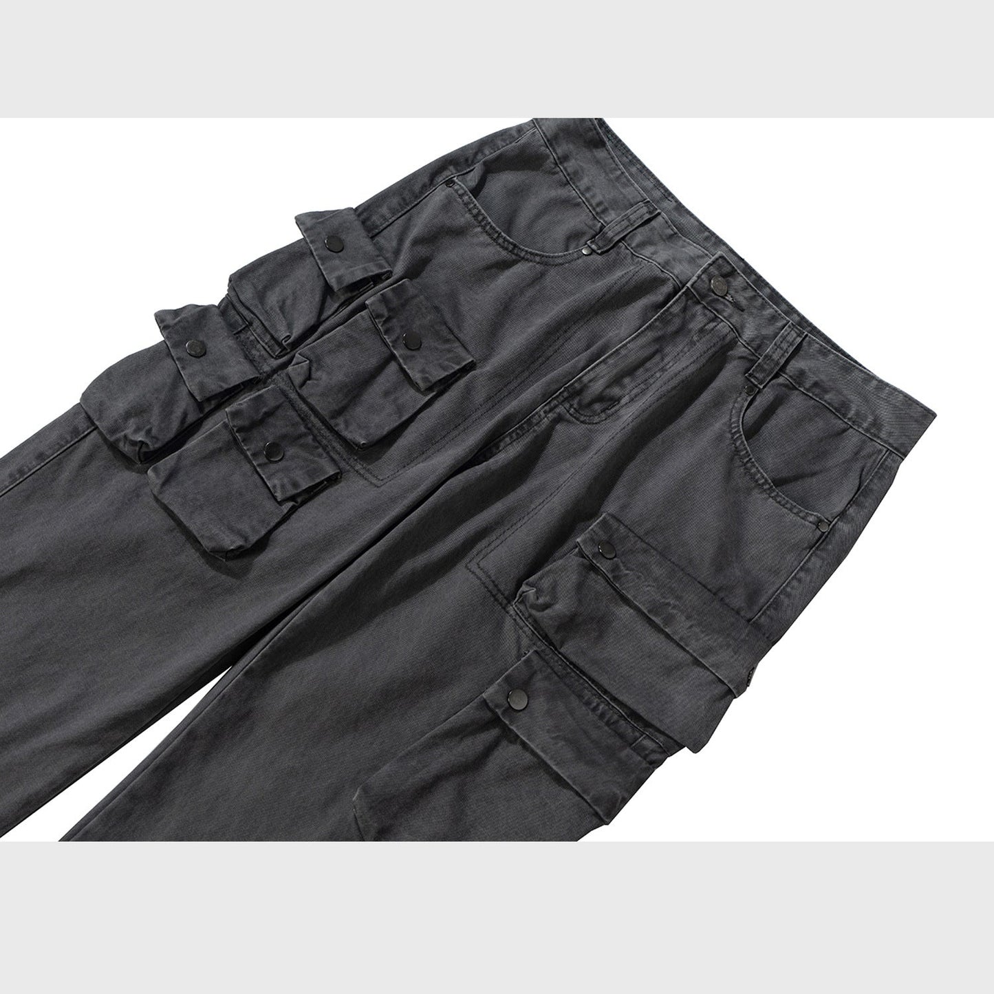 MIJKO Mens Vintage Pants Multi Pocket Wide Feet Cool Jeans