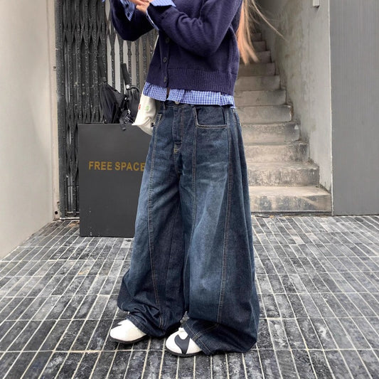 Women jeans wide leg jeans embroidery hip hop