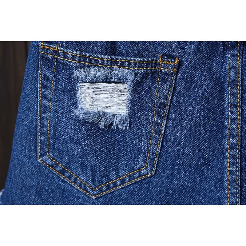 Women jeans summer high waist raw edge loose