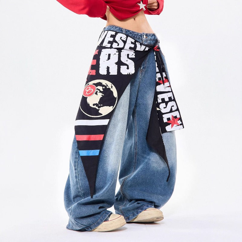 Women's Jeans Retro Women's Stacked Wide Leg Pants