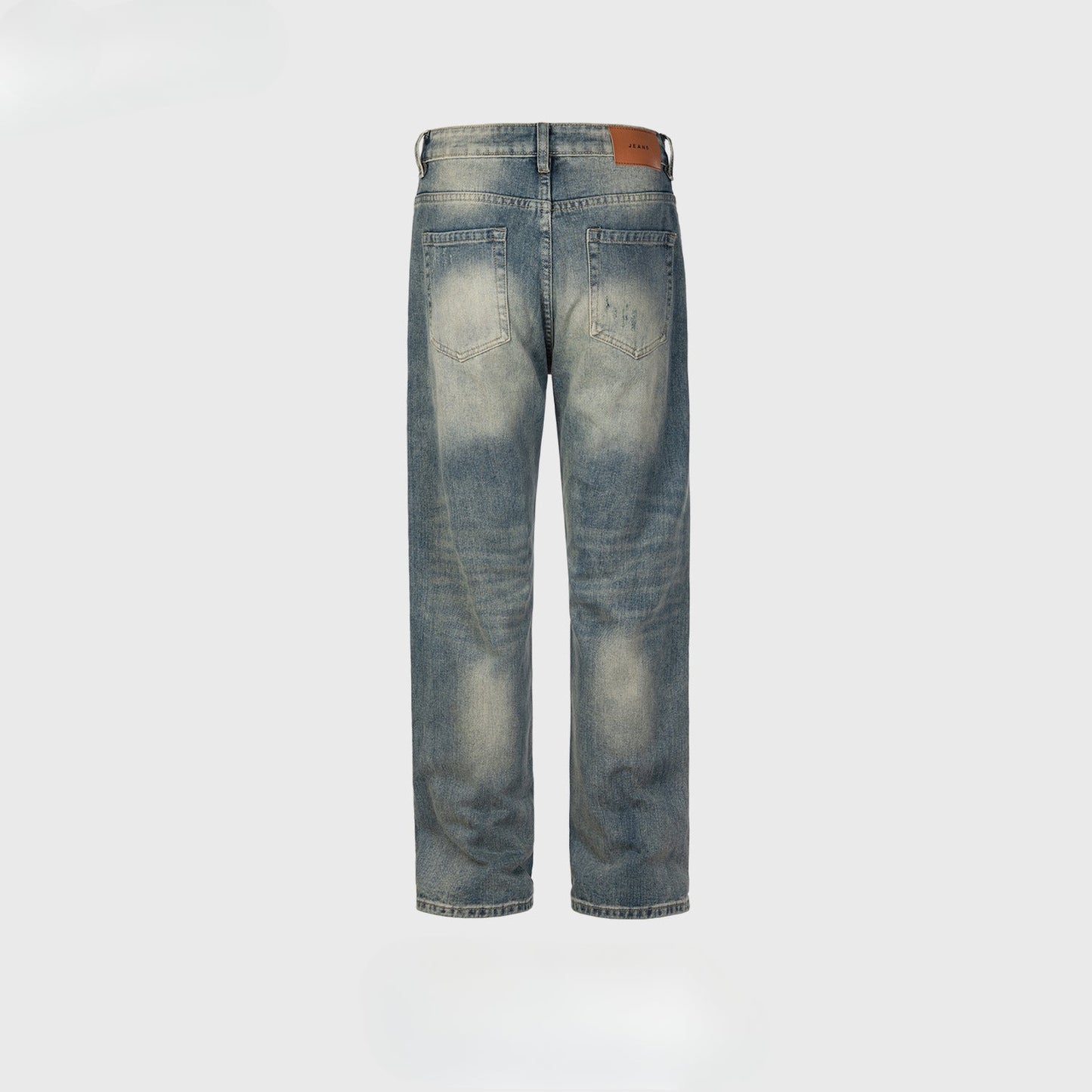 MIJKO Mens Vintage Pants MIJKO Splicing Bug Bite Damage Trousers Straight High Street Jeans