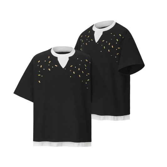 Unisex T-shirts Fake Two Metal Decorated Premium T-Shirts