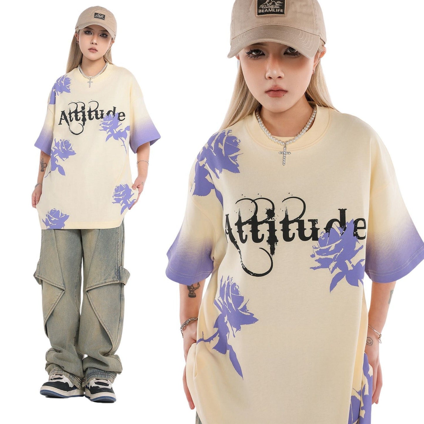 Unisex T-shirts Summer Painting Print Men's Loose Short Sleeve T-Shirt