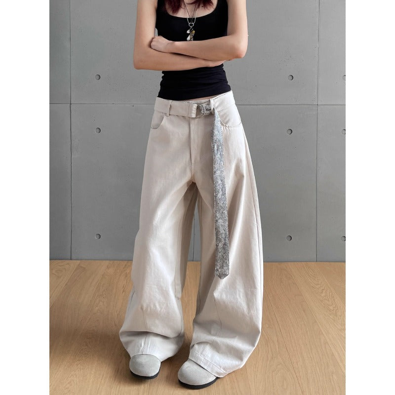 Women jeans retroloose snake print belt