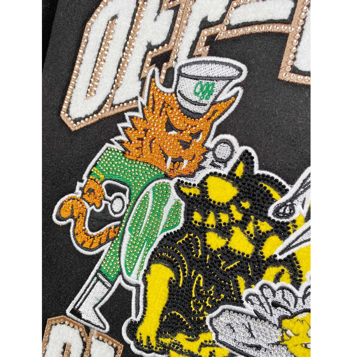 Off White Jacket Autumn/Winter OW Embroidered Hot Diamond Jacket Baseball Uniform