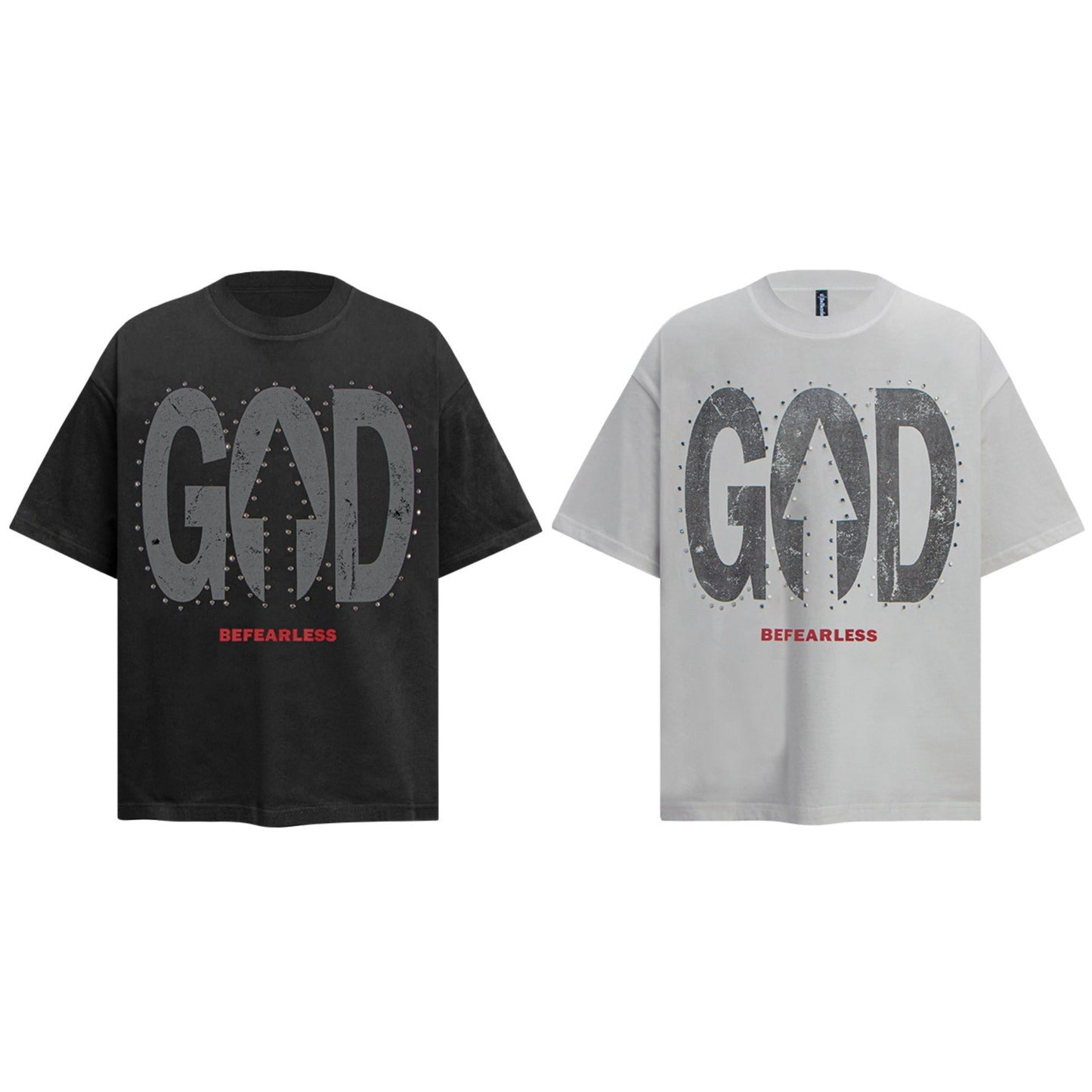Unisex T-shirts Summer Vintage Alphabet Bead Printed Men's Loose Short Sleeve T-Shirt