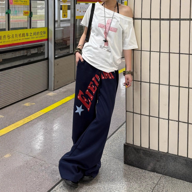 Women's Jeans Retro Double Waist Elastic Waist Sweatpants Women