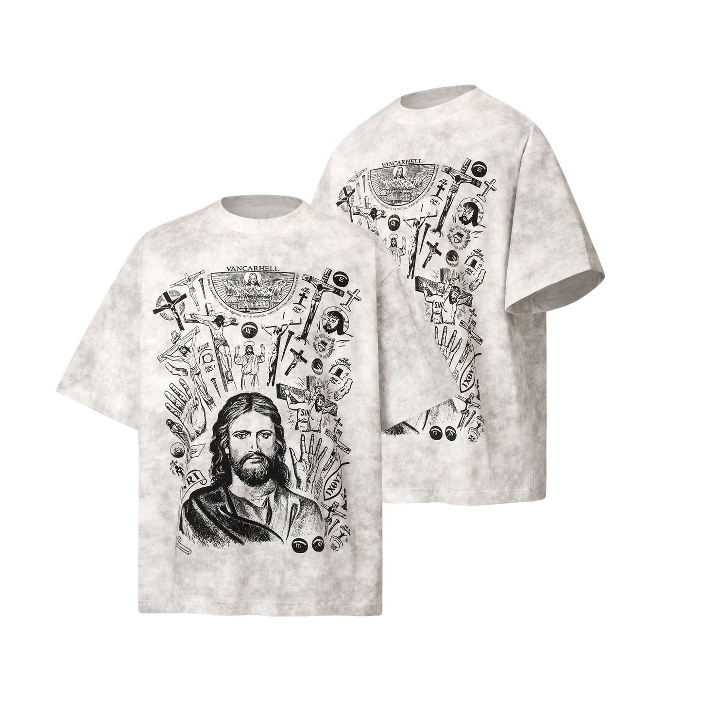 Unisex T-shirts Summer Tie-Dye Character Men's Loose Short Sleeve T-Shirt