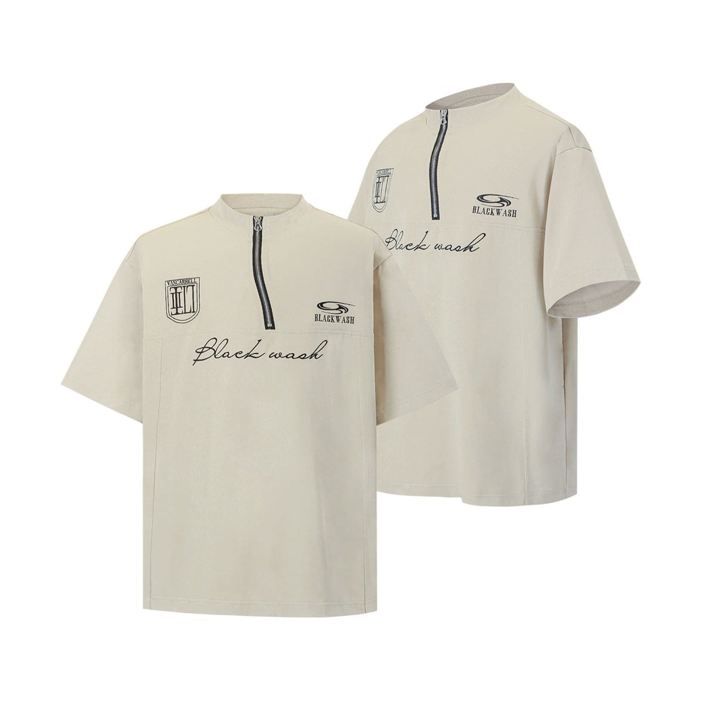 Unisex T-shirts Summer Irregular Zipper Men's Loose Short Sleeve T-Shirt