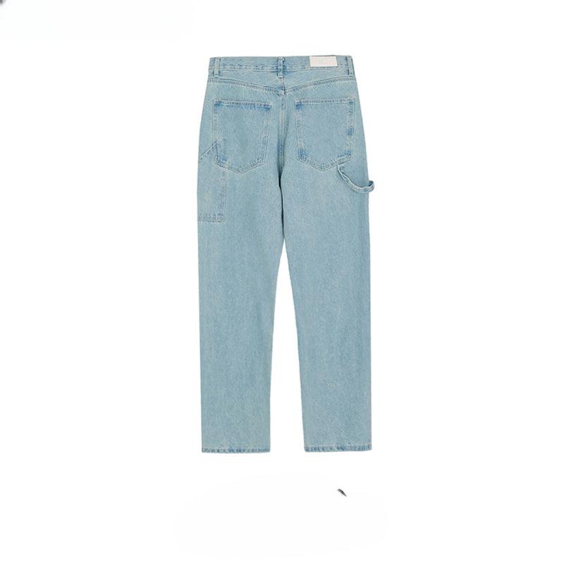 MIJKO Men's Vintage Pants MIJKO Men's Straight Pants High Street Washed Jeans