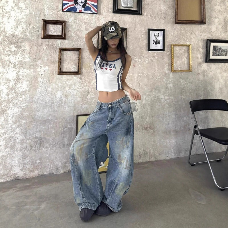 Women jeans retro wasteland style women loose