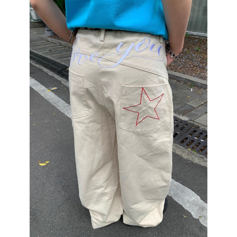 Women's jeans women's retro loose wide-leg pants