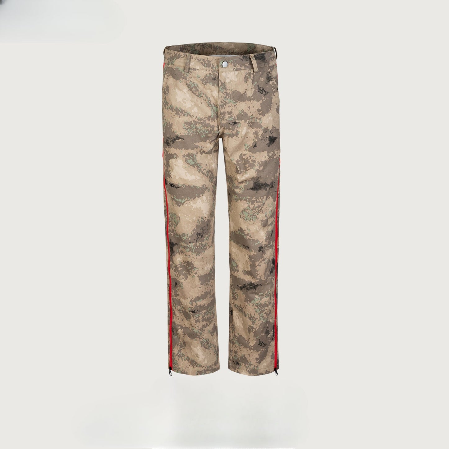 MIJKO Men's Vintage Pants MIJKO Men's Women's Straight Pants Camouflage Zipper Casual Pants