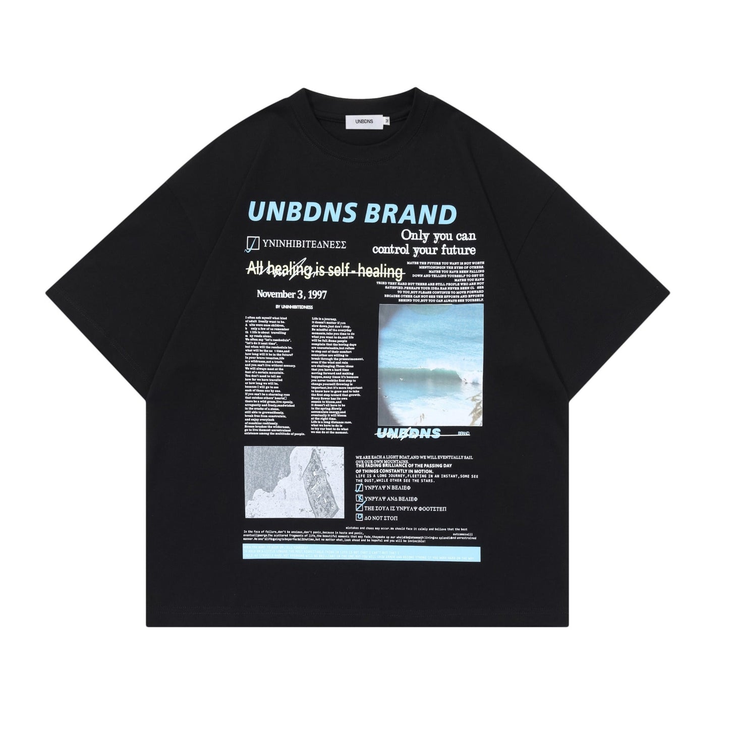 Unisex T-shirts Summer Magazine Pattern Men's Loose Short Sleeve T-Shirt