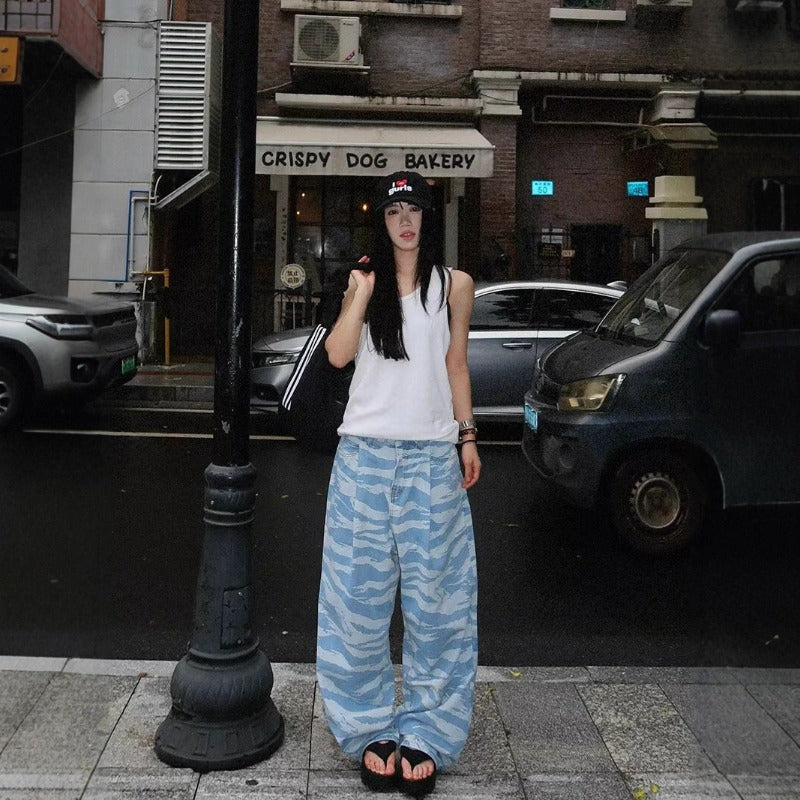 Women jeans retro camouflage women loose