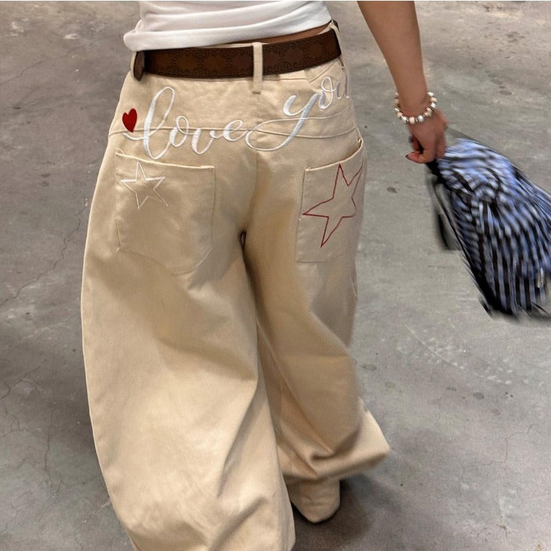 Women jeans women retro wide legs