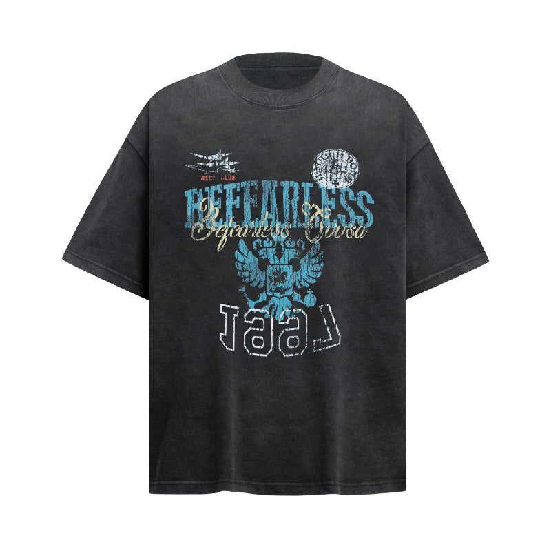Men's t-shirt - american streetwear vintage lettering distressed design, relaxed fit, premium quality, unisex short sleeve tee