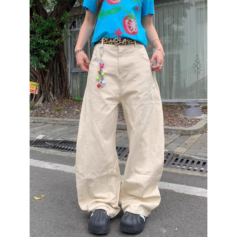 Women's jeans women's retro loose wide-leg pants