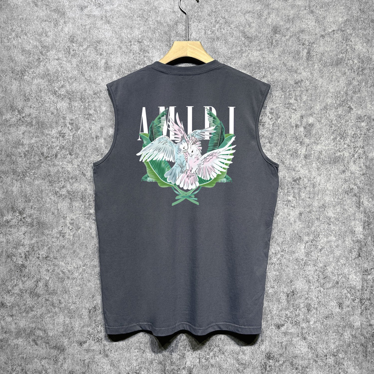 Amiri tank top pink parrot printing