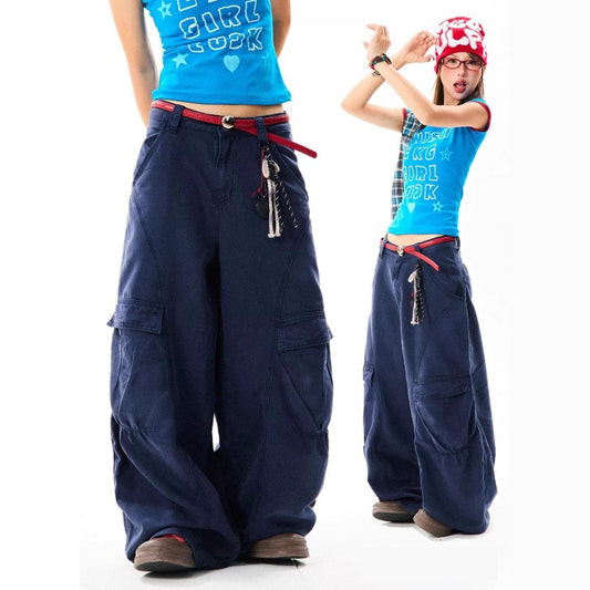 Women jeans women's retro tooling big pockets