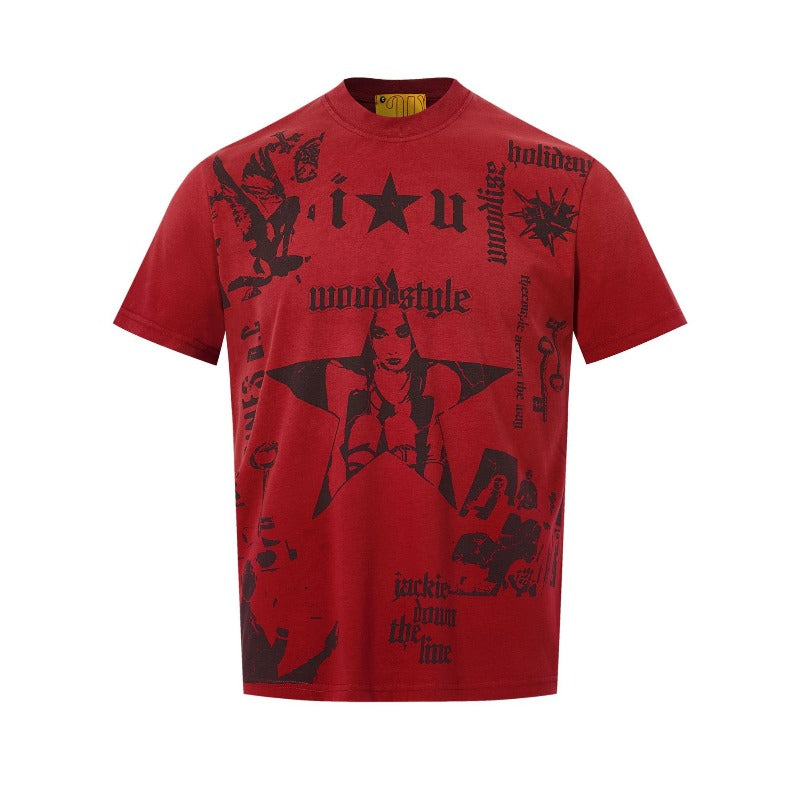 Men's t-shirt: wt american street style, unisex, premium quality, summer cartoon print design, slim fit short sleeve tee