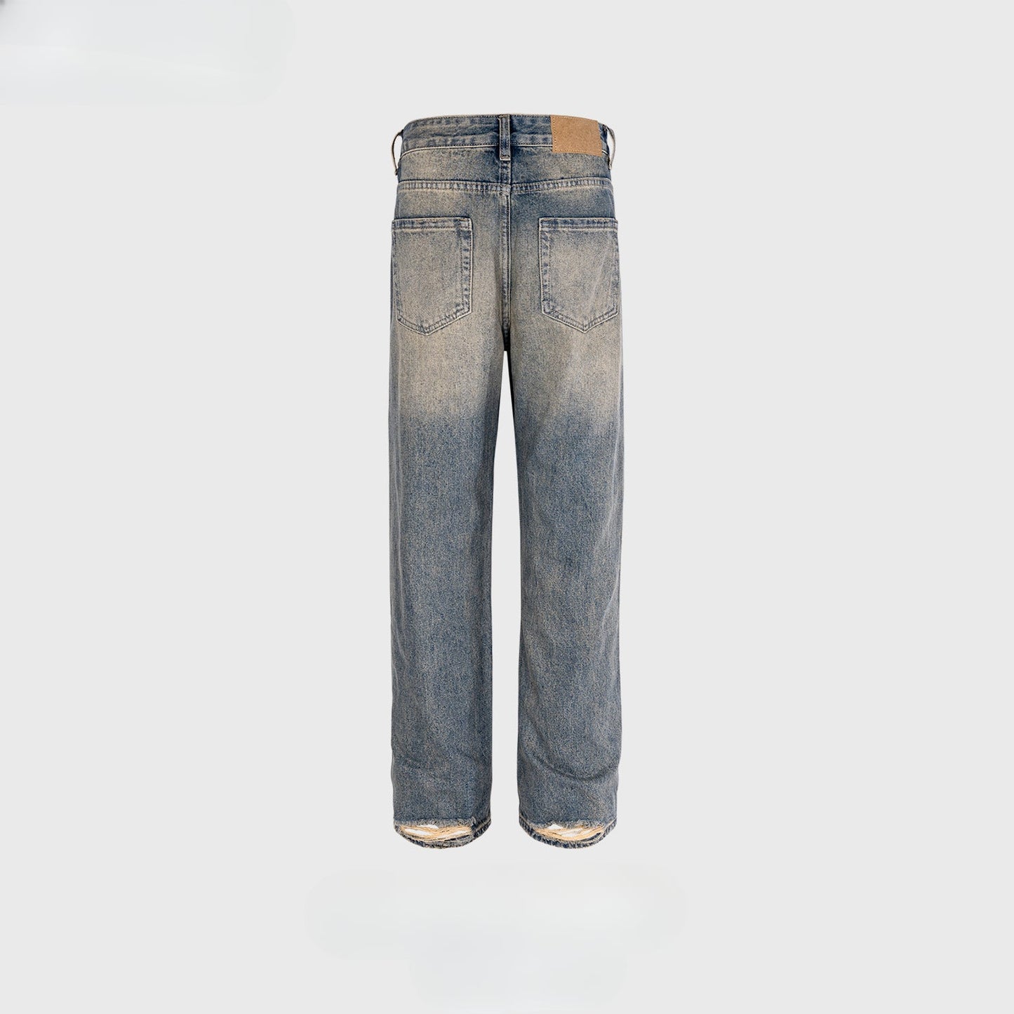 MIJKO Men Vintage Pants MIJKO Straight Tide Wash High Street Jeans