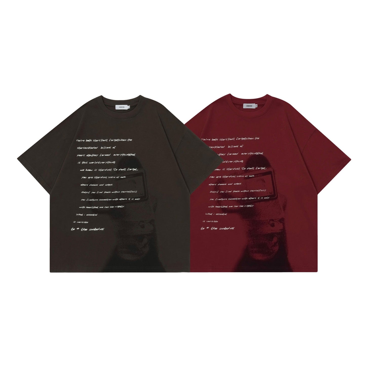 Unisex T-shirts Spring Shadow Alphabet Men's and Women's Loose Short Sleeve T-Shirts