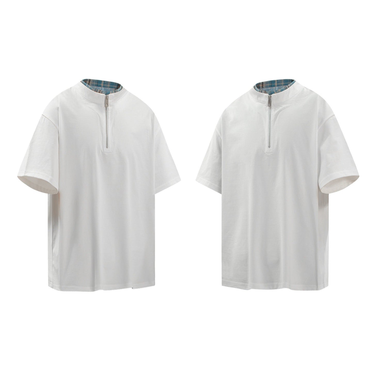 Unisex T-shirts Street Vintage Fake Two-piece Men's Loose Short Sleeve T-Shirt