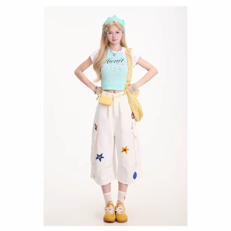 Women's jeans women's summer loose wide-leg cropped pants