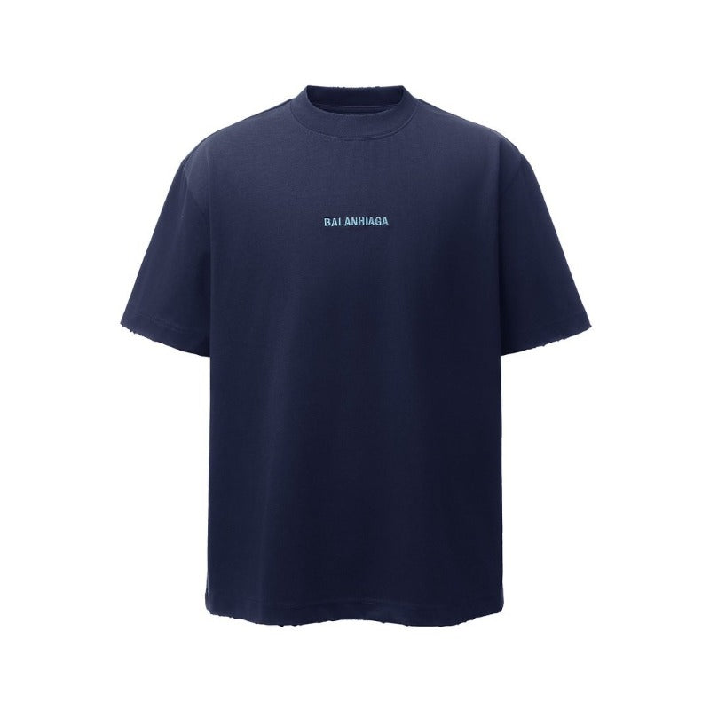 Men's t-shirt - american retro heavyweight double yarn logo embroidery distressed design high street oversized short sleeve tee
