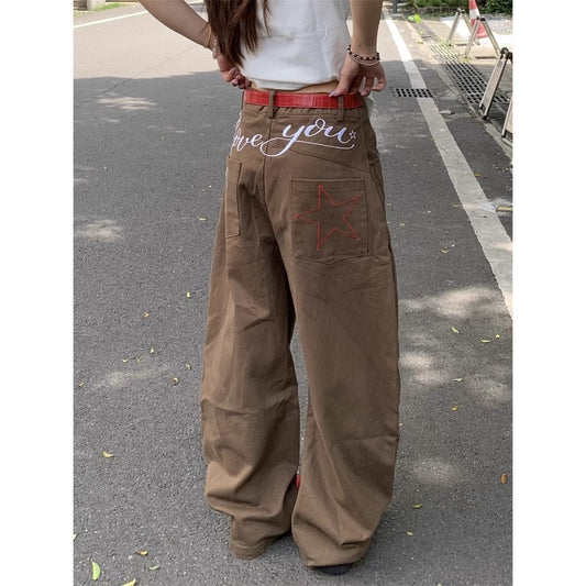 Women's jeans women's retro loose wide-leg pants