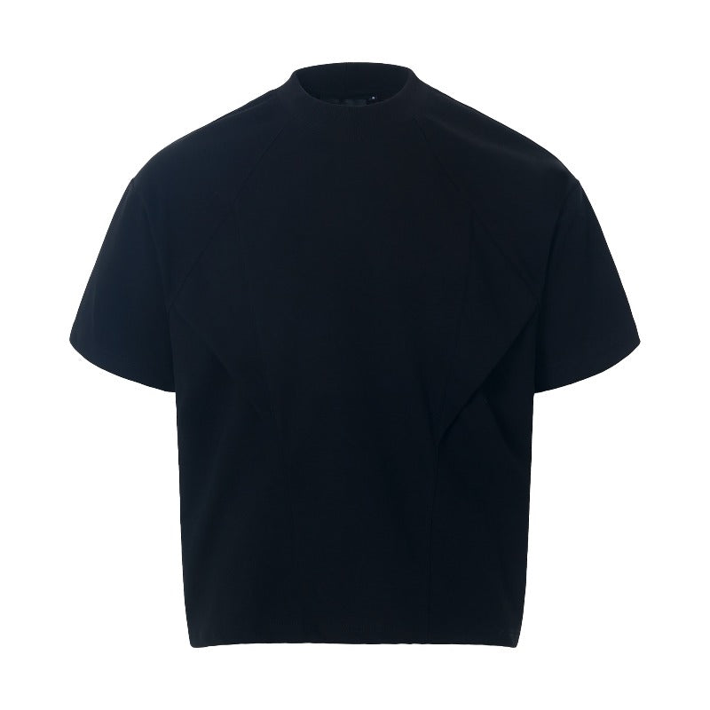 Men's t-shirt - american retro streetwear, unisex, solid color, versatile, deconstructed design, high street style, relaxed fit, short sleeve tee