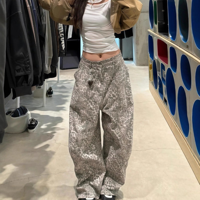 Women's jeans leopard print women's trousers