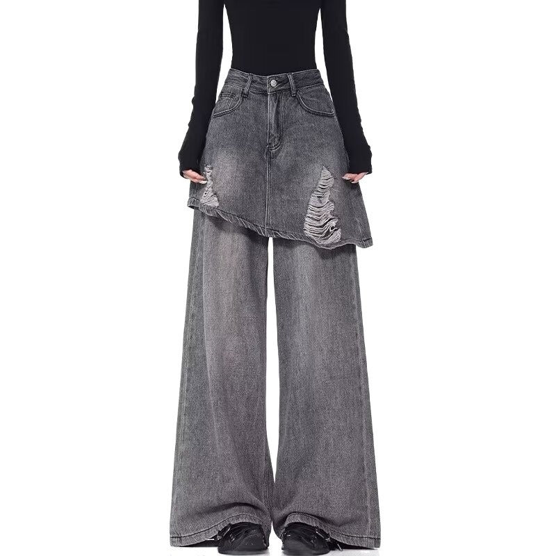 Women jeans retro washed