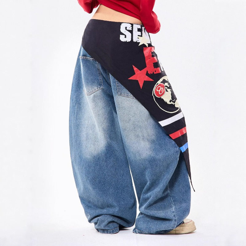 Women's Jeans Retro Women's Stacked Wide Leg Pants