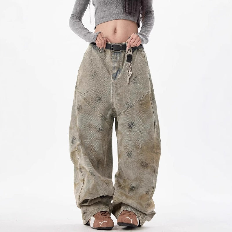 Women jeans wasteland spring and autumn wide-leg pants