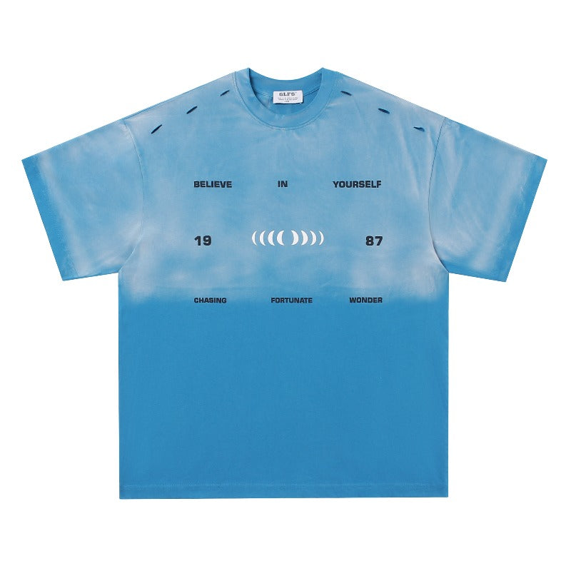 Men's t-shirt - american street style, summer, unisex, washed & distressed, premium design, men's loose fit short sleeve tee