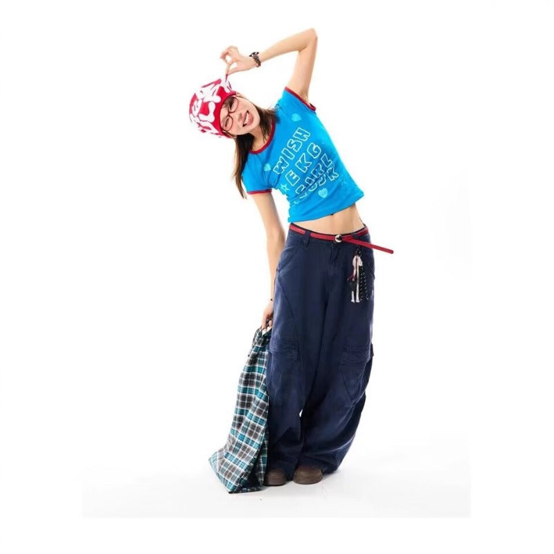Women jeans women's retro tooling big pockets