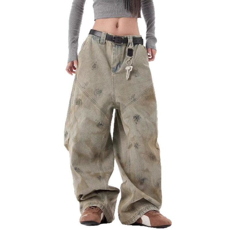 Women jeans wasteland spring and autumn wide-leg pants
