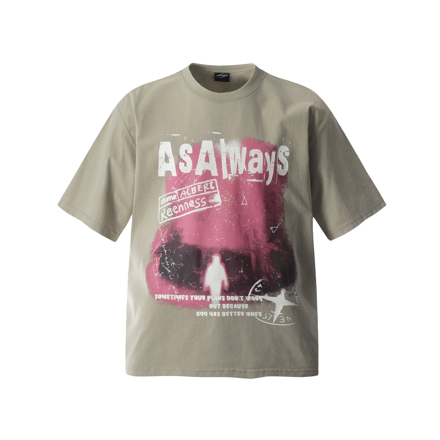 Unisex T-shirts Summer Washed Old Pattern Men's Loose Short Sleeve T-Shirt