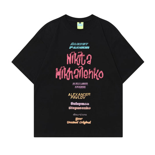 Unisex T-shirts Summer Color Letter Men's Loose Short Sleeve T-Shirt