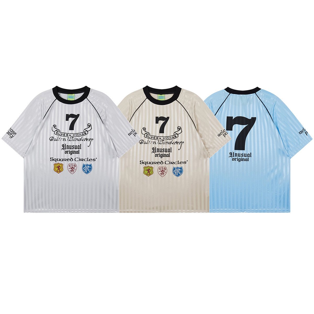 Unisex T-shirts Summer Football Striped Men's Loose Short Sleeve T-Shirt