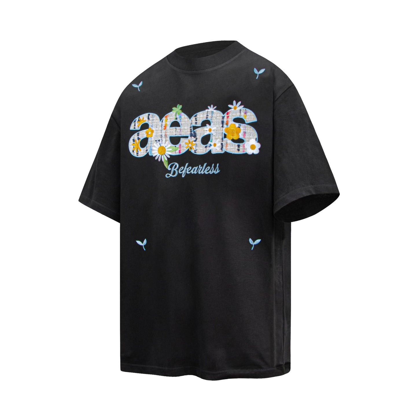 Unisex T-shirts Summer Vintage Embroidery Color Letter Men's Loose Short Sleeve T-Shirt