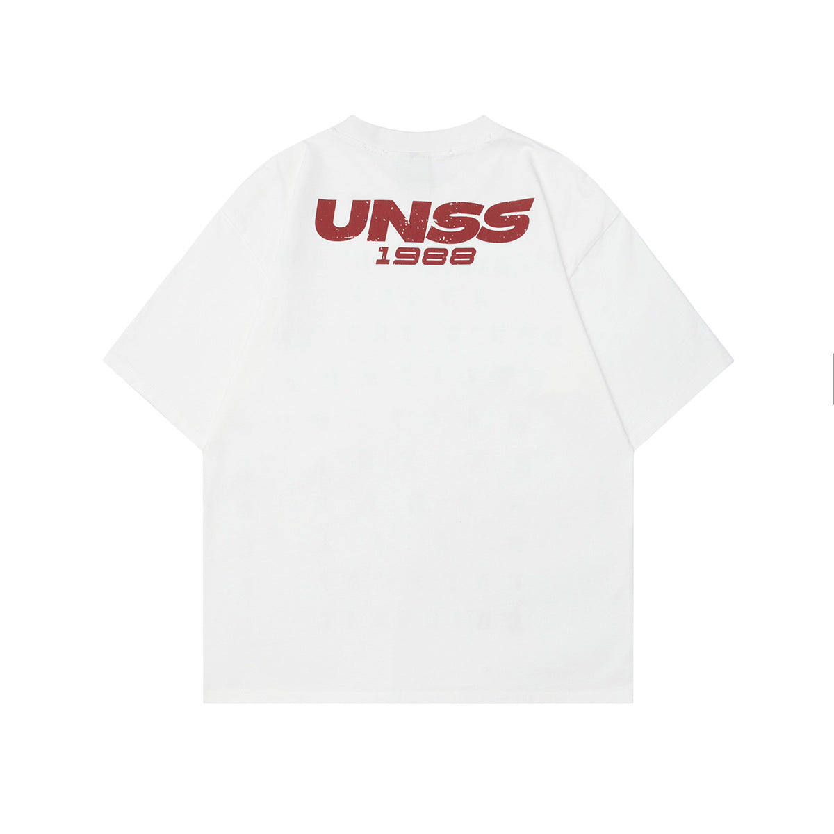 Unisex T-shirts Summer Alphabet Chart Washed Old Men's Loose Round Short Sleeve T