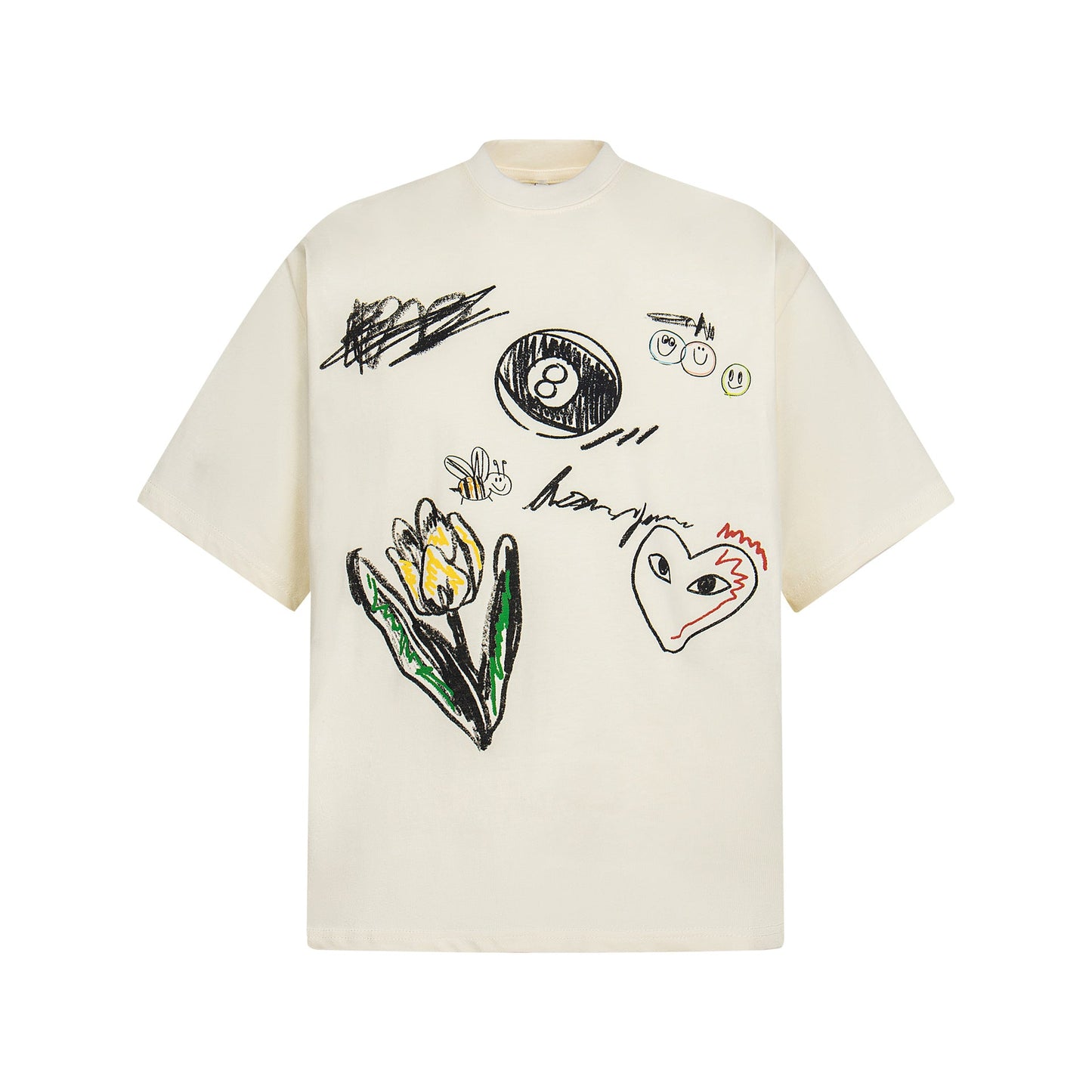 Unisex T-shirts Street Vintage Creative Painting Men's Loose Short Sleeve T-Shirt