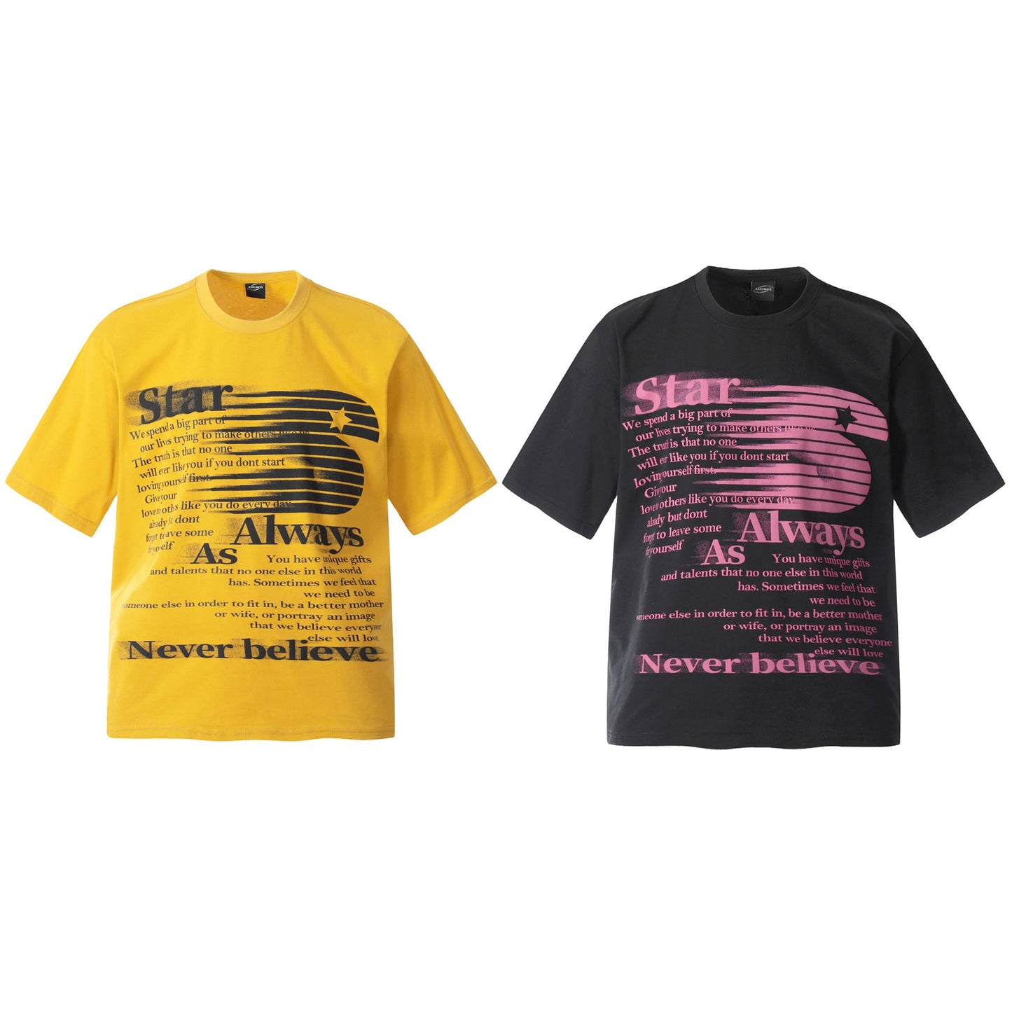 Unisex T-shirts Summer Letter Men's Loose Crew Neck Short Sleeve T-Shirt